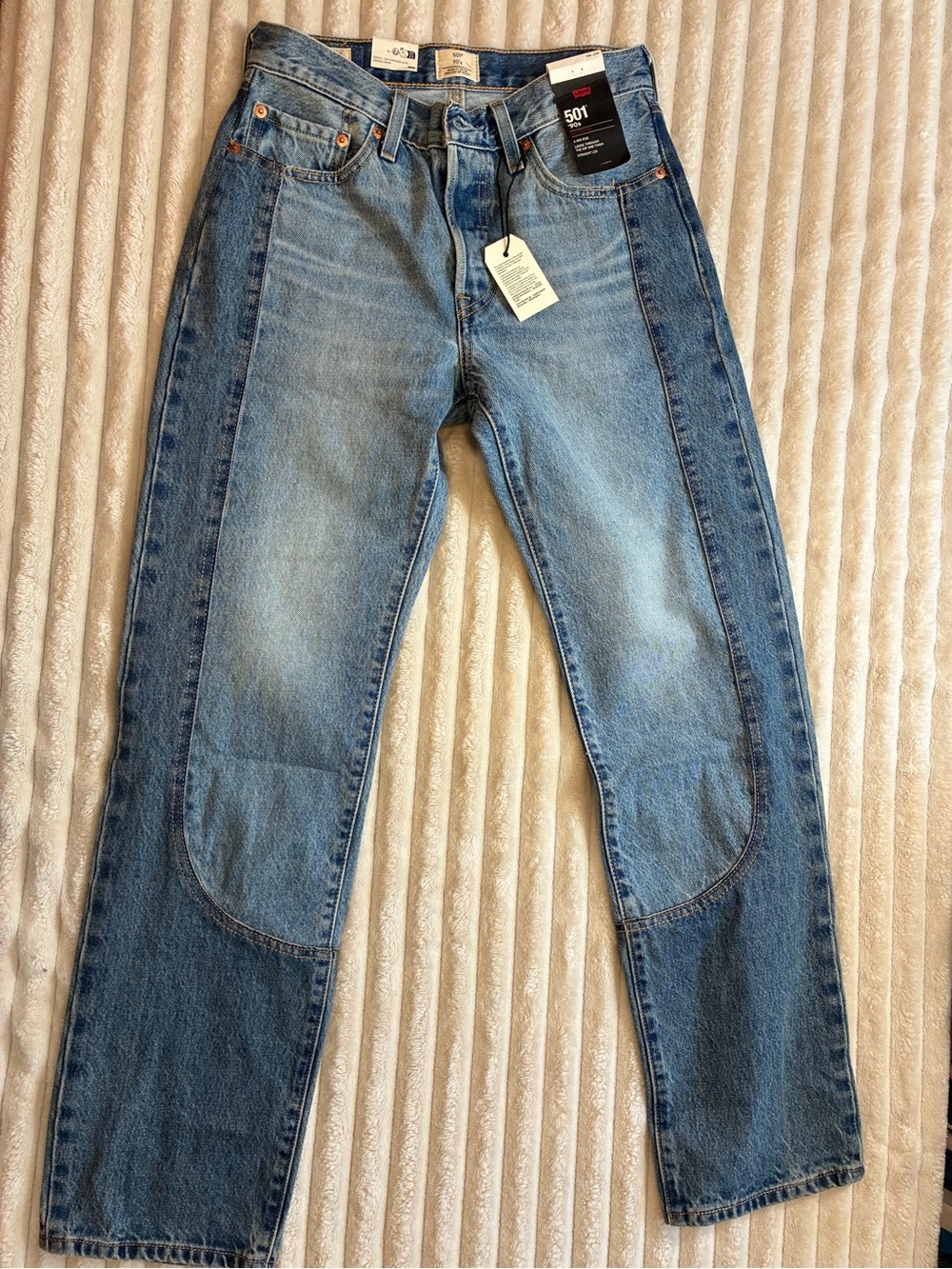 NWT Levi's Premium 501 '90s Two Tone Jeans 26x32 Mid Rise Straight $108